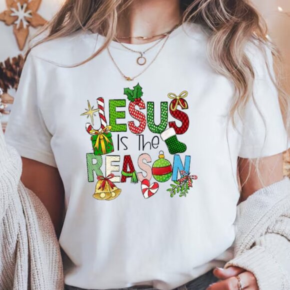 Tops - Christmas Christian Shirt, Religious Christian Christmas Faith Shirt
